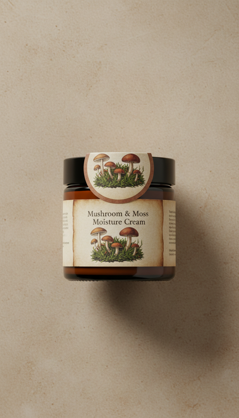 Mushroom & moss moisture cream in brown jar